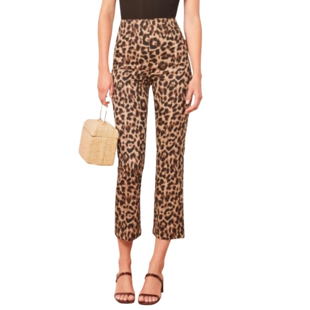 REFORMATION Petite Marlon Leopard Pants